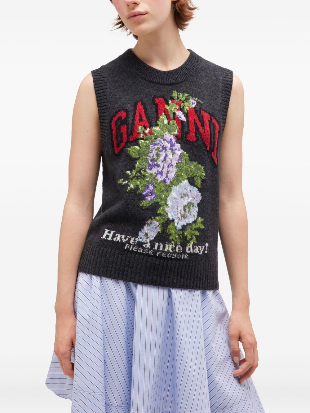 Dark Grey Rose Wool Vest