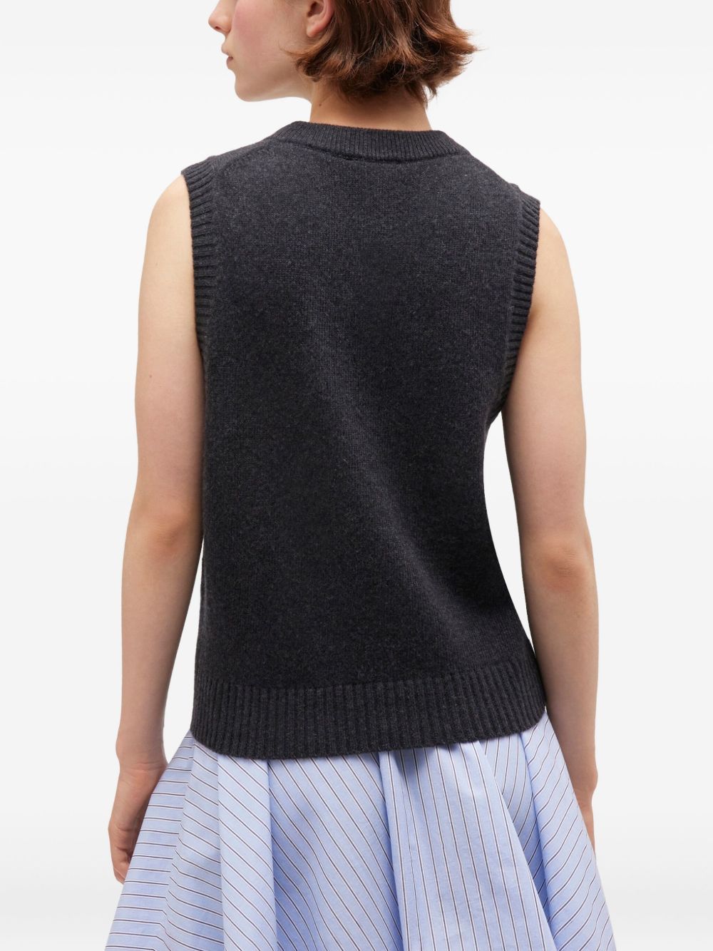 Dark Grey Rose Wool Vest