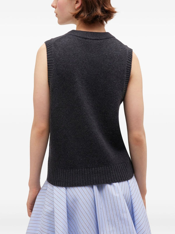 Dark Grey Rose Wool Vest