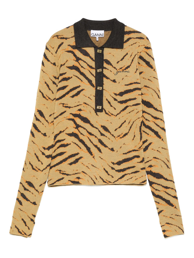 Zebra-print polo top