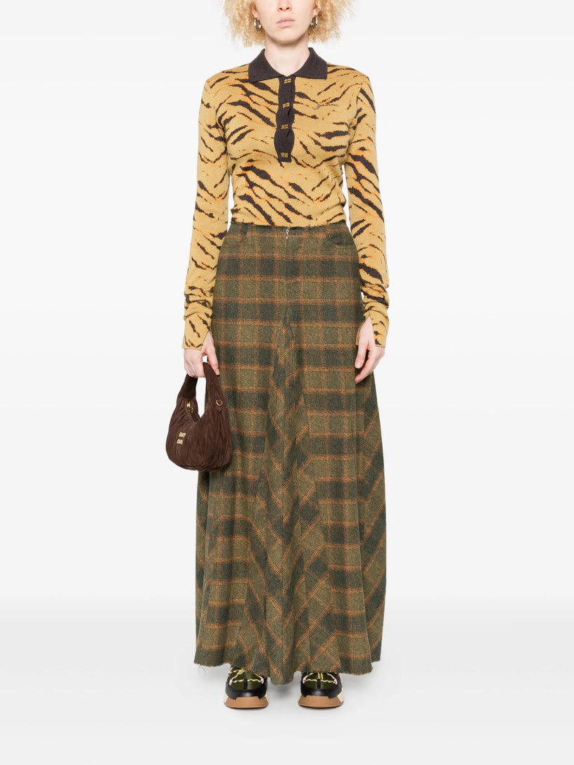 Zebra-print polo top