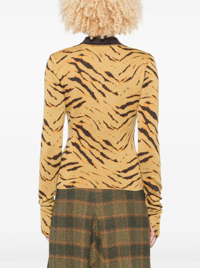 Zebra-print polo top