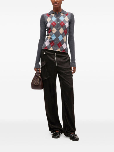 Ribbed polo-neck top