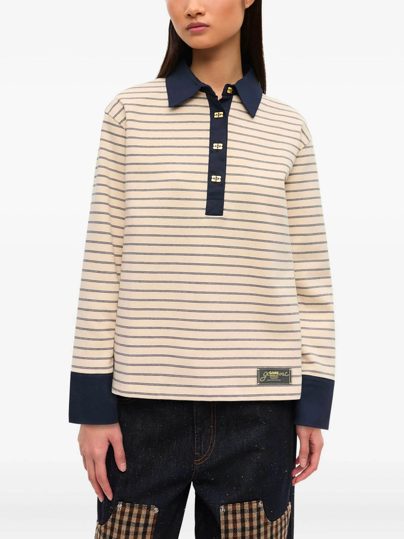 Striped cotton polo shirt