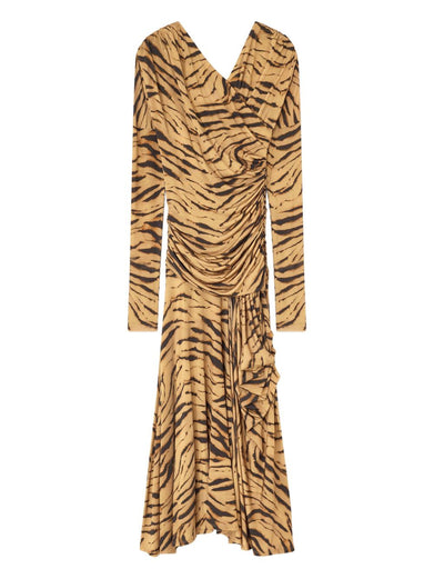 Zebra Print Ruched Dress