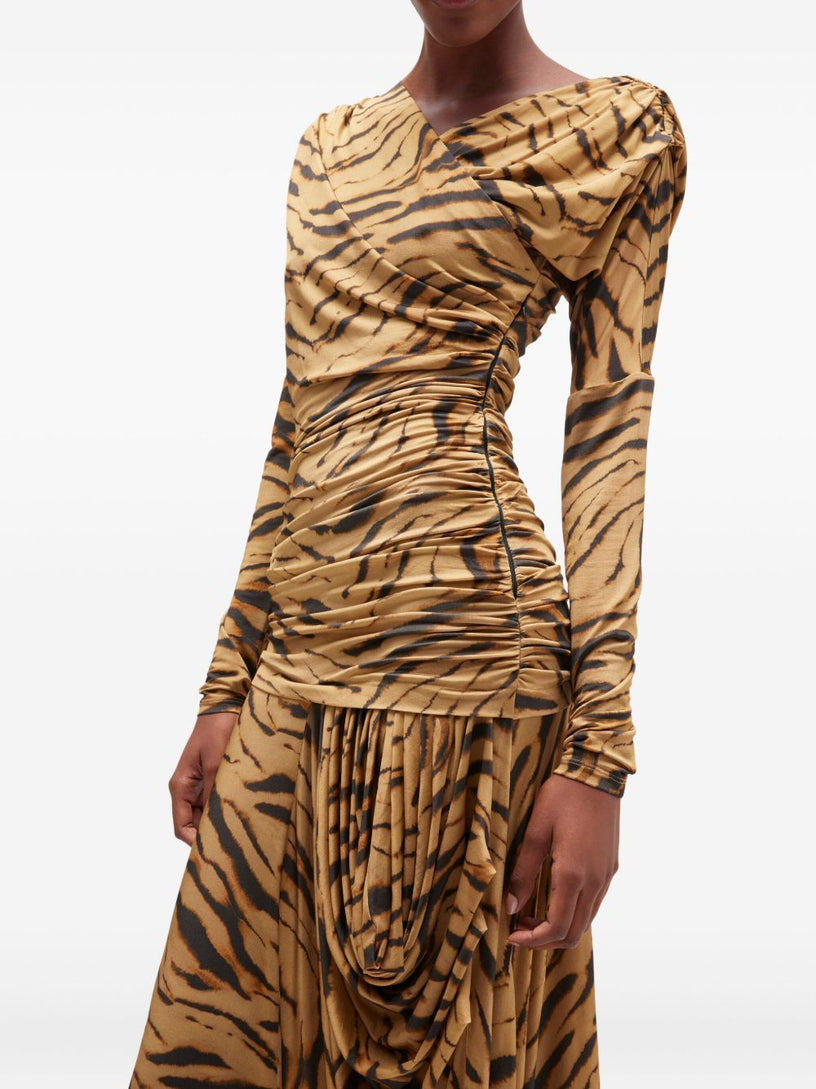 Zebra Print Ruched Dress