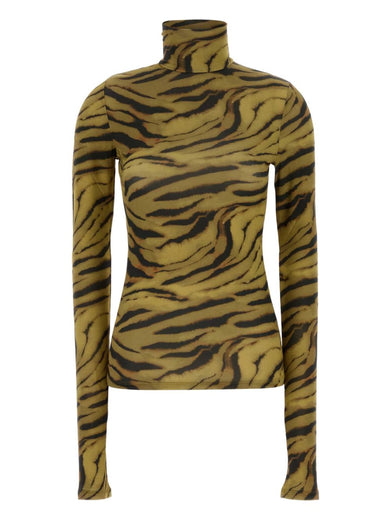 Zebra Print Jersey Turtleneck
