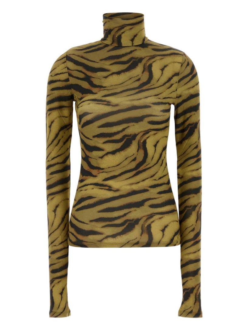 Zebra Print Jersey Turtleneck