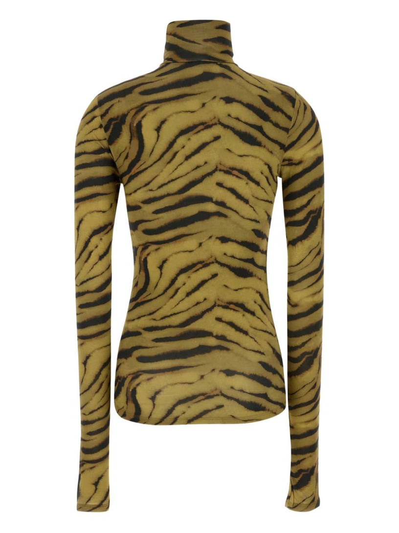 Zebra Print Jersey Turtleneck