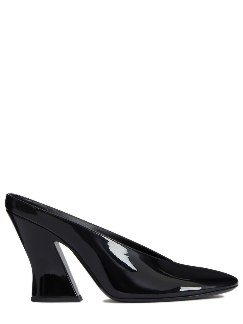 Sculpted Patent Leather Heeled Mule