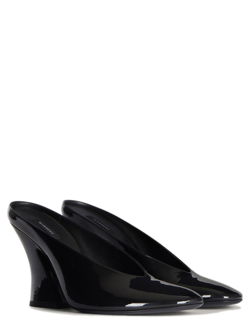 Sculpted Patent Leather Heeled Mule