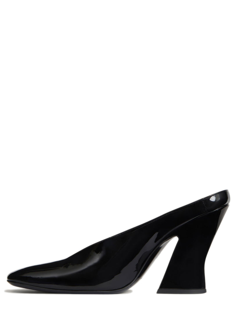 Sculpted Patent Leather Heeled Mule