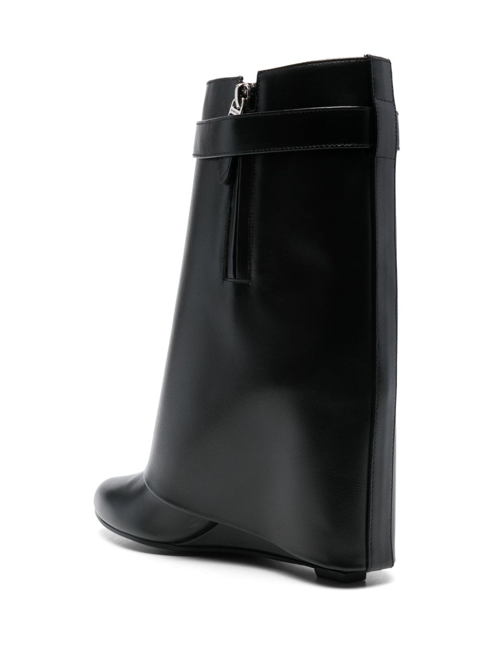 Shark Lock Leather Ankle Boots