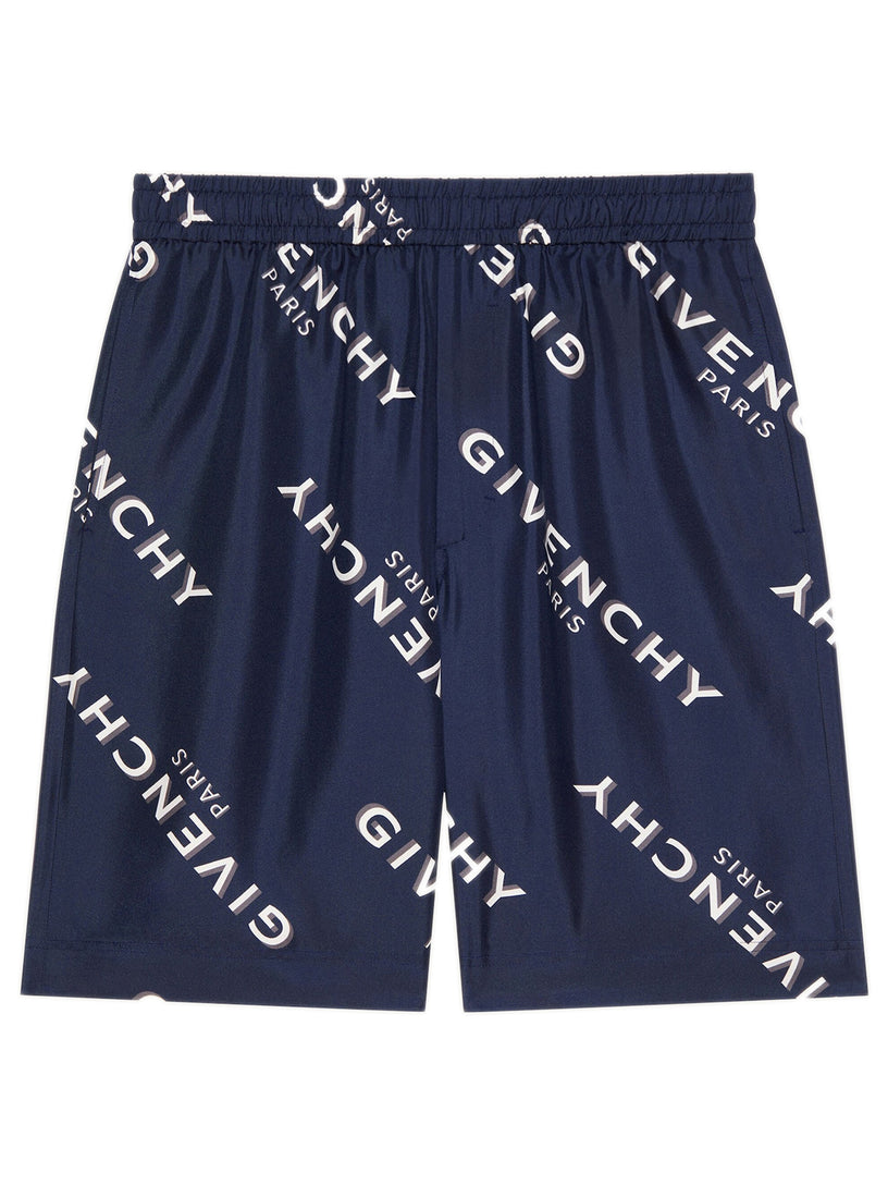 Bermuda shorts with all-over logo