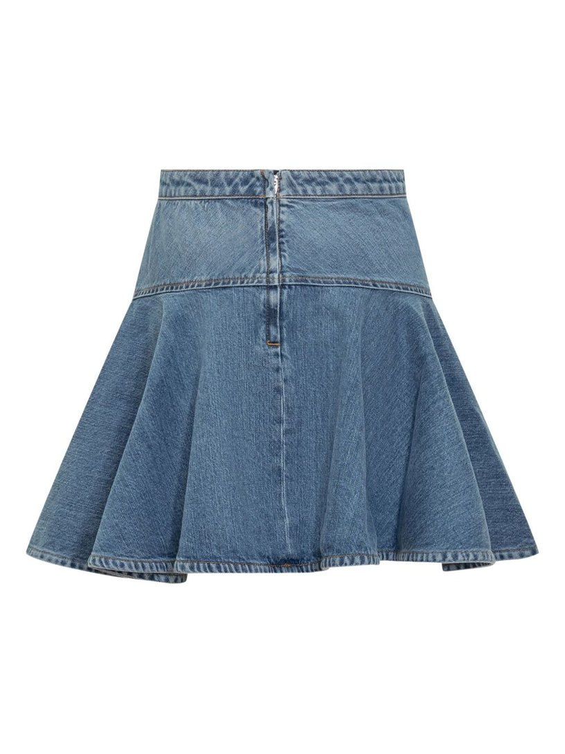 Mini skirt in faded denim
