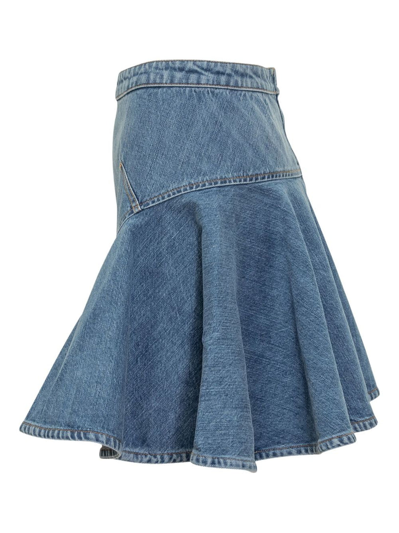 Mini skirt in faded denim