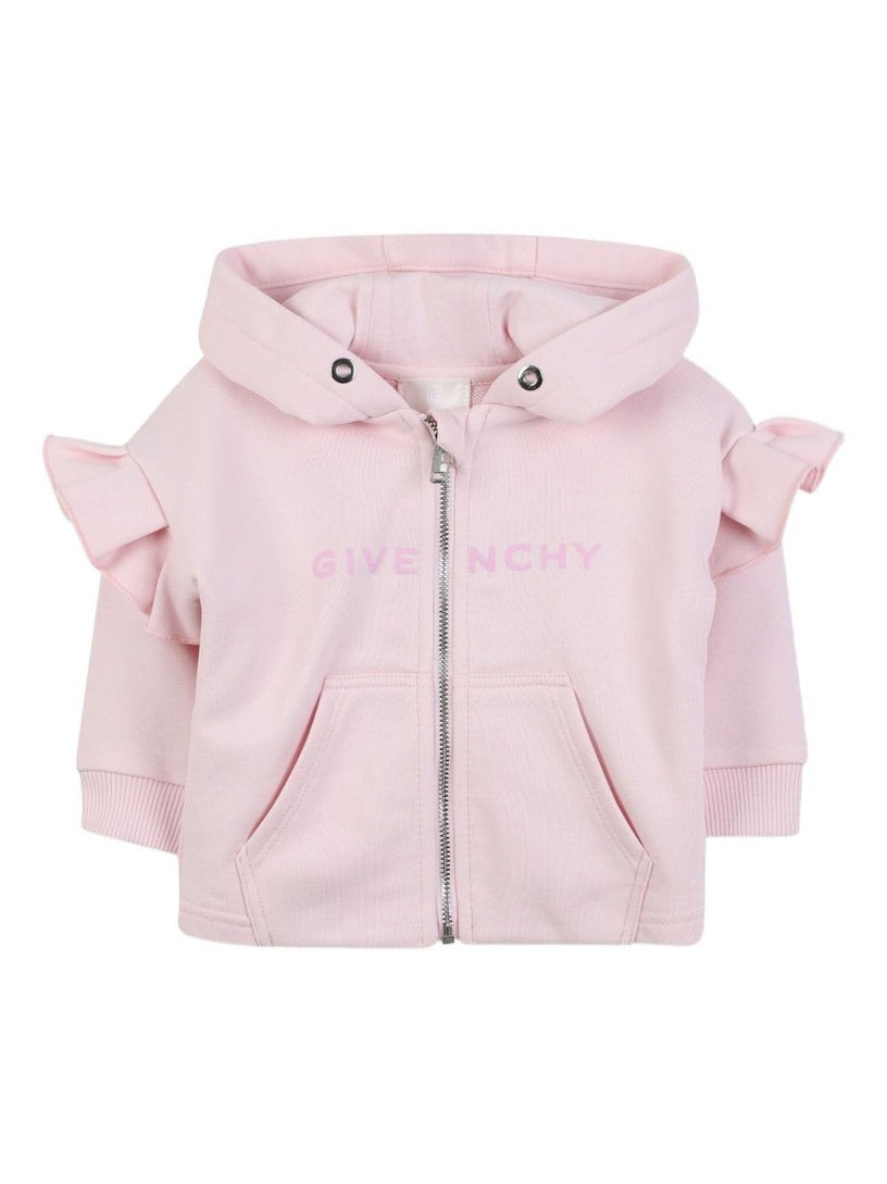 Ruffled zip-up hoodie