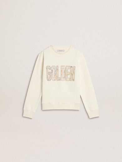 Sweatshirt with multicolor Golden writing on the front