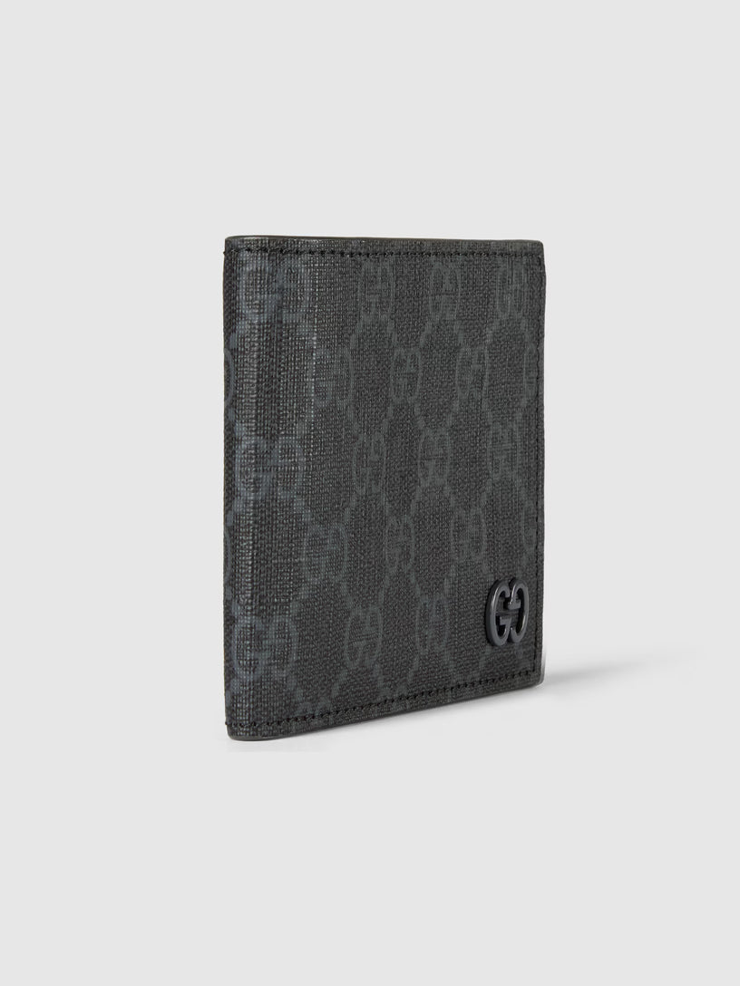 GG bi-fold wallet with grey interior
