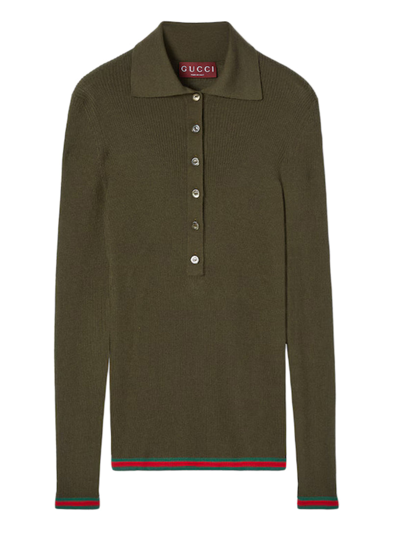 Cashmere and silk polo with Web