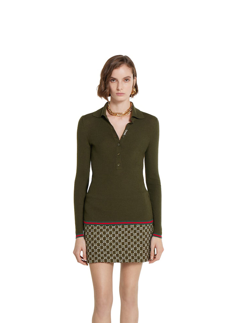 Cashmere and silk polo with Web