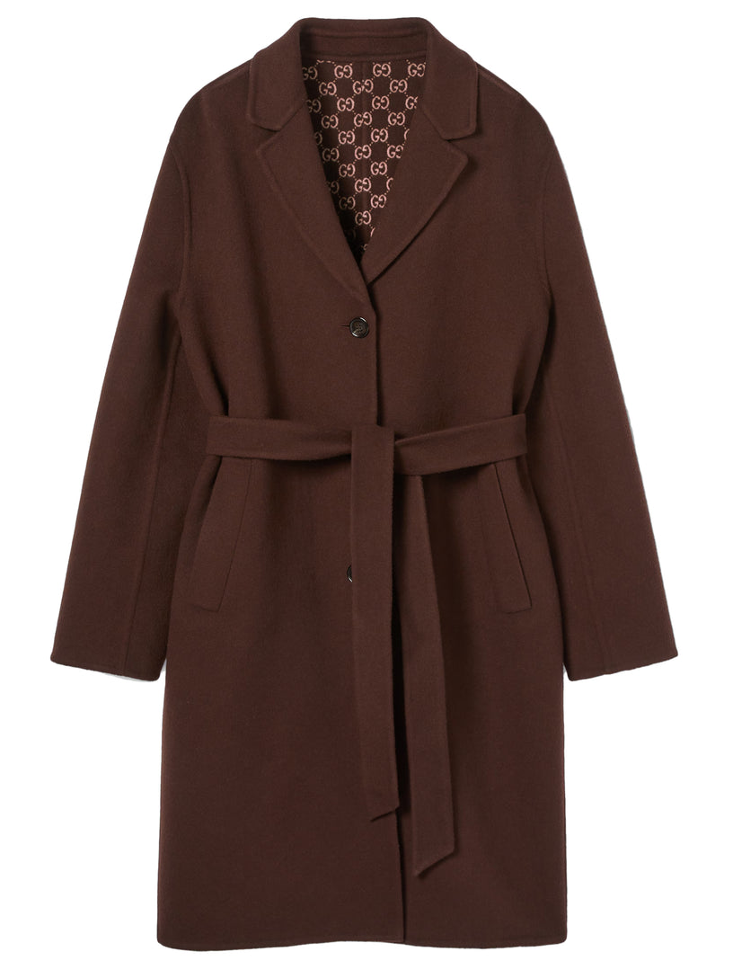 Reversible wool and silk coat