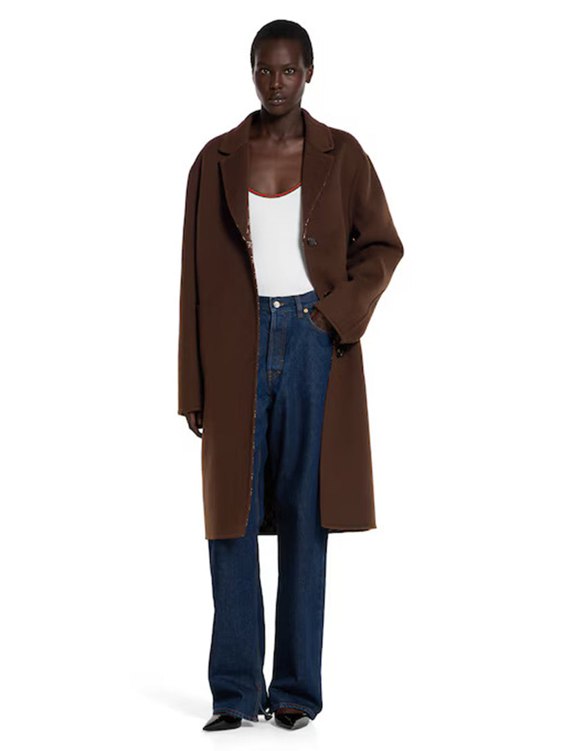 Reversible wool and silk coat