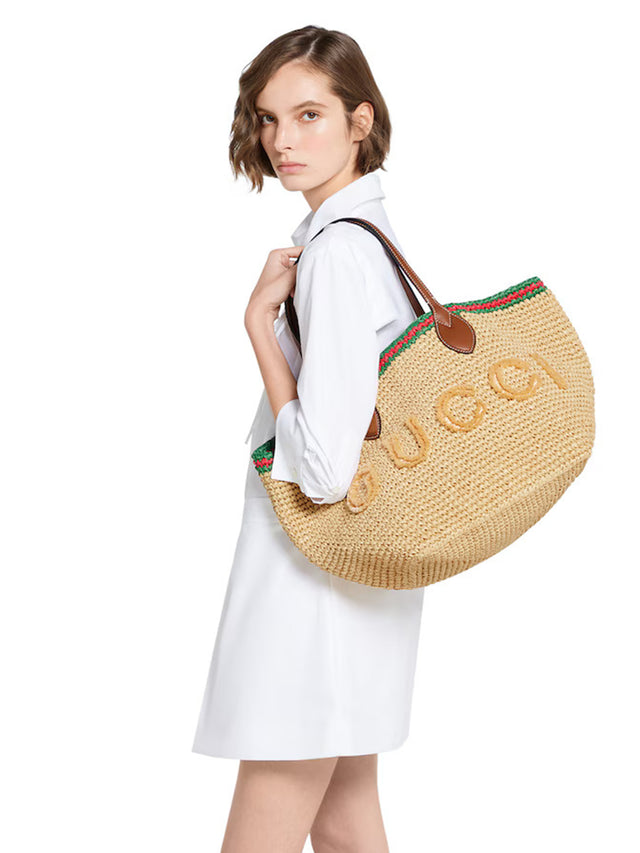 Woven medium tote bag