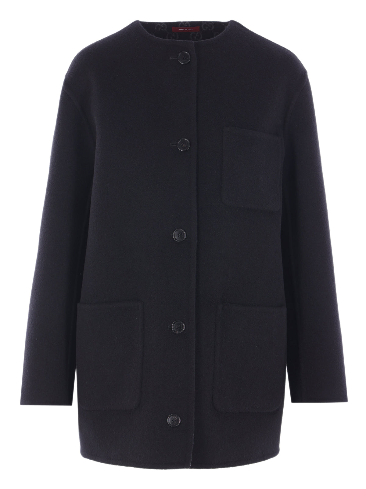 Reversible wool and silk coat