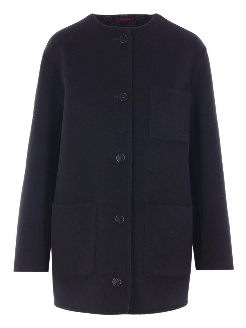 Reversible wool and silk coat