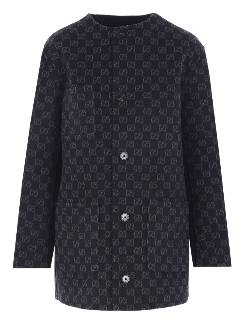 Reversible wool and silk coat