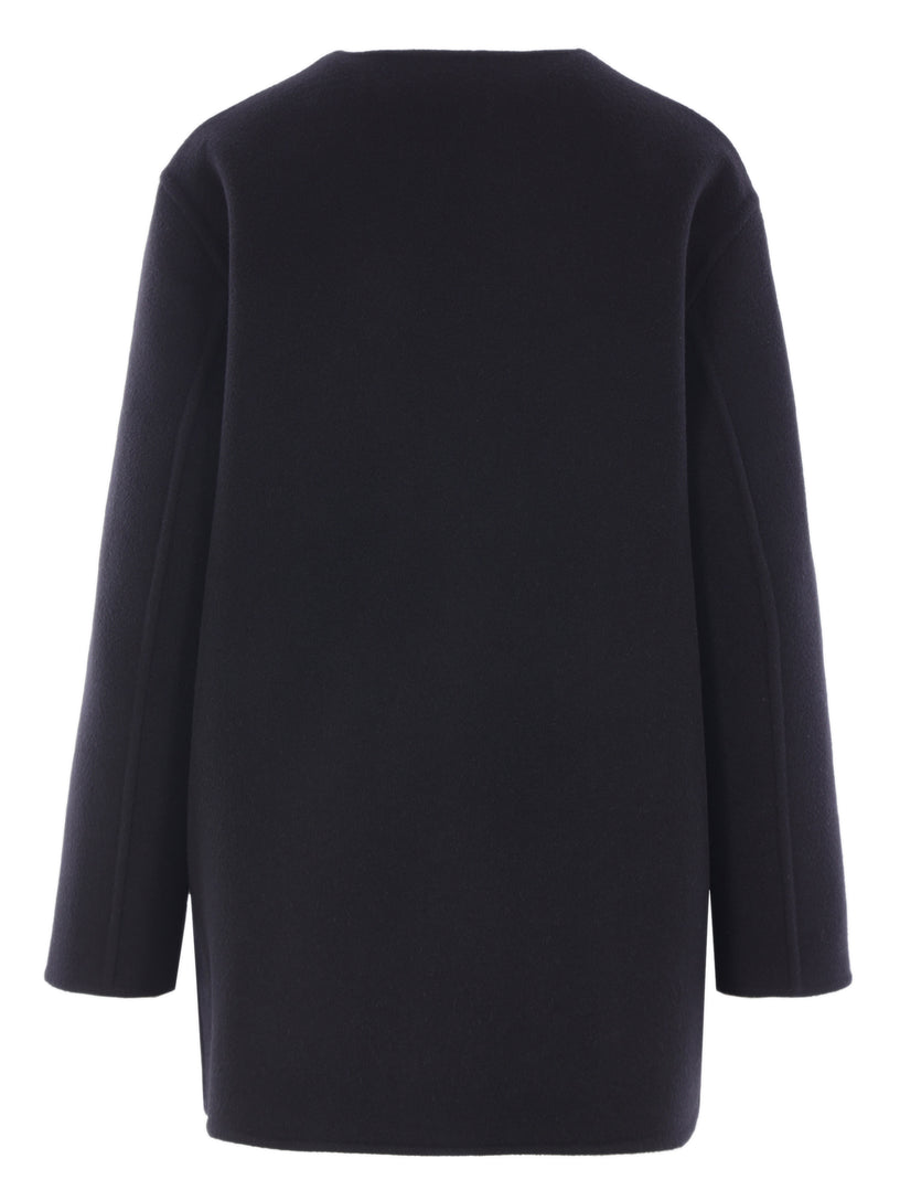 Reversible wool and silk coat