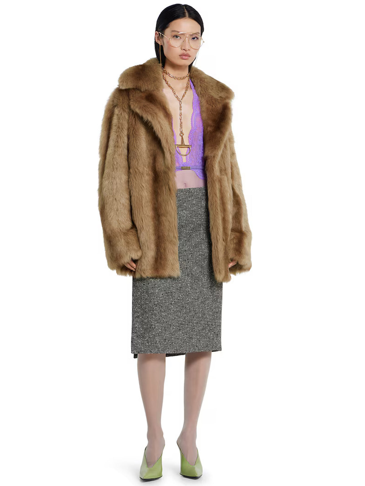 Buttoned wool skirt