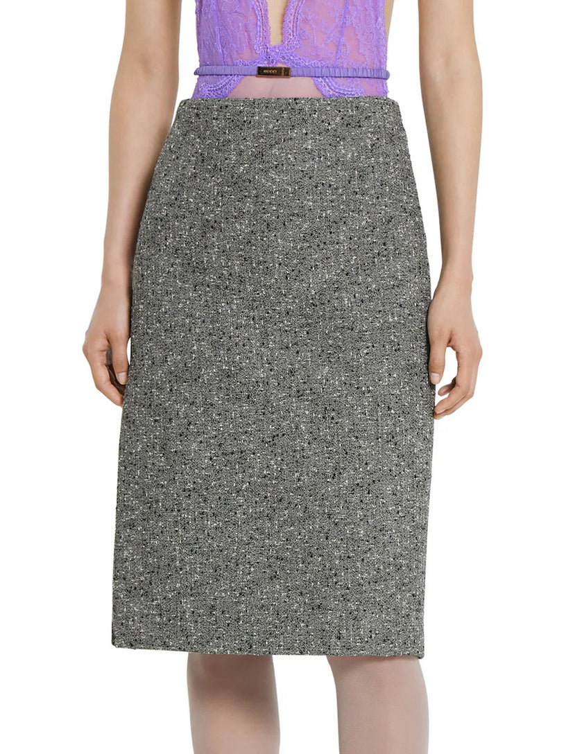 Buttoned wool skirt