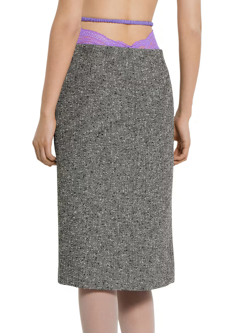 Buttoned wool skirt