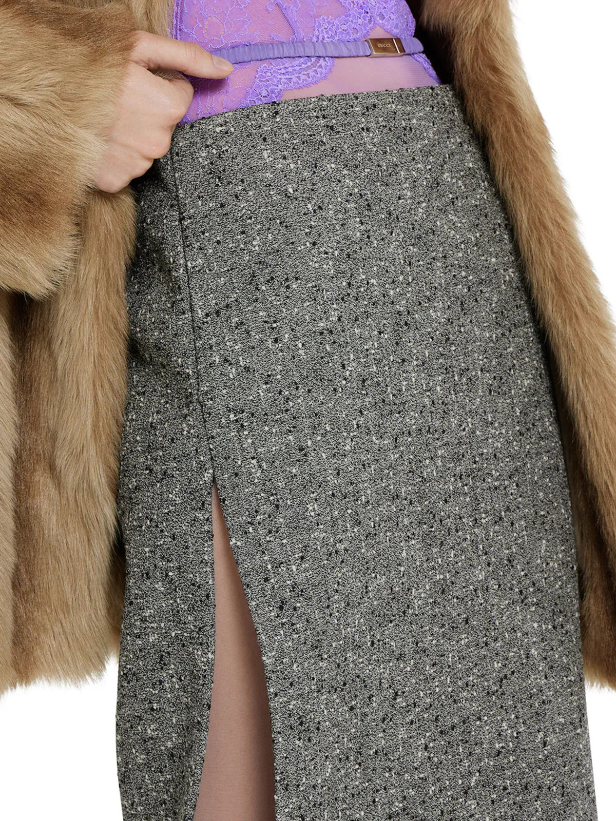 Buttoned wool skirt