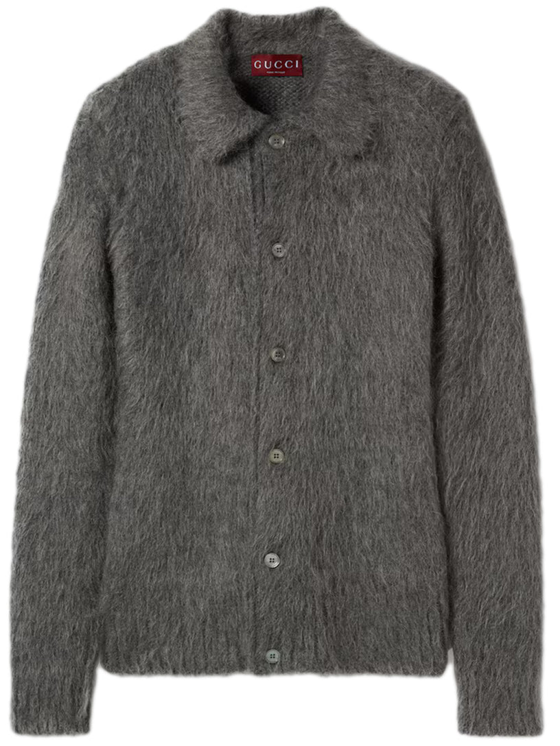 Brushed mohair wool cardigan