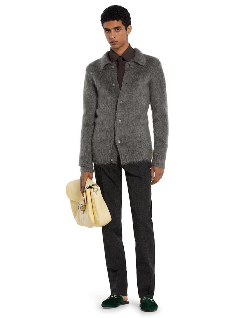 Brushed mohair wool cardigan