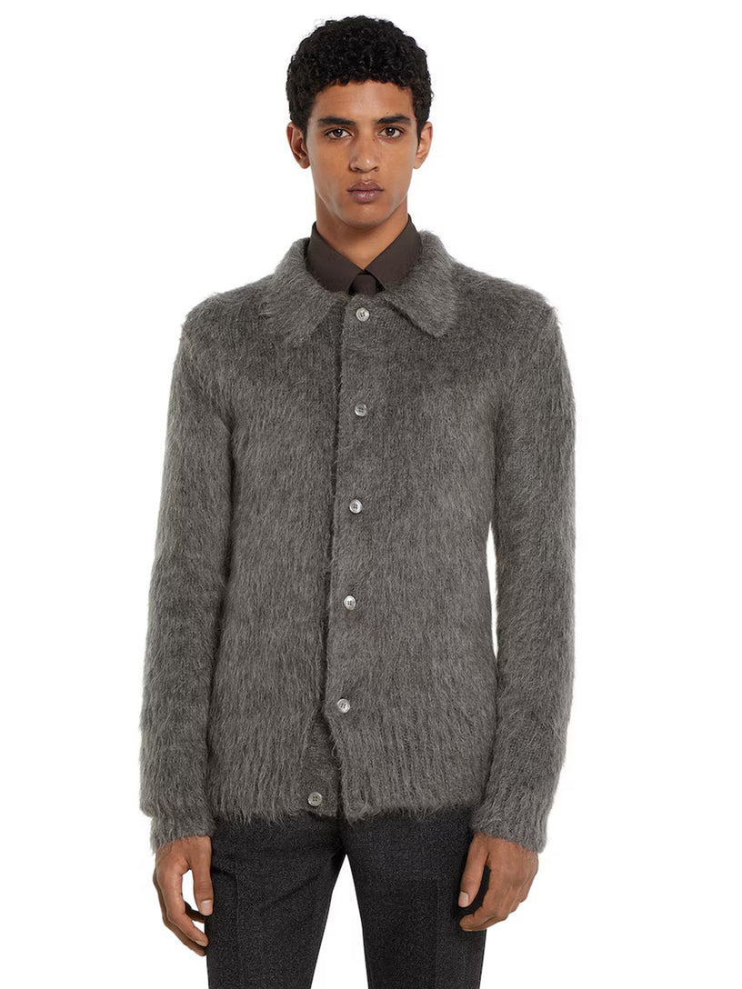 Brushed mohair wool cardigan