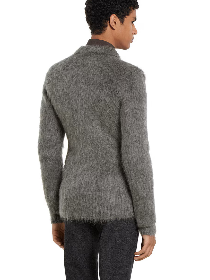 Brushed mohair wool cardigan