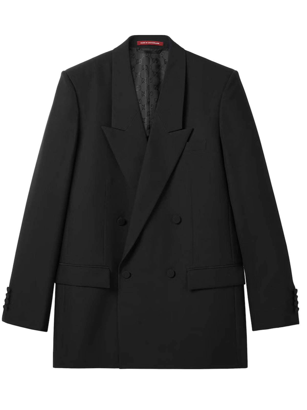 Double-breasted jacket in technical panama