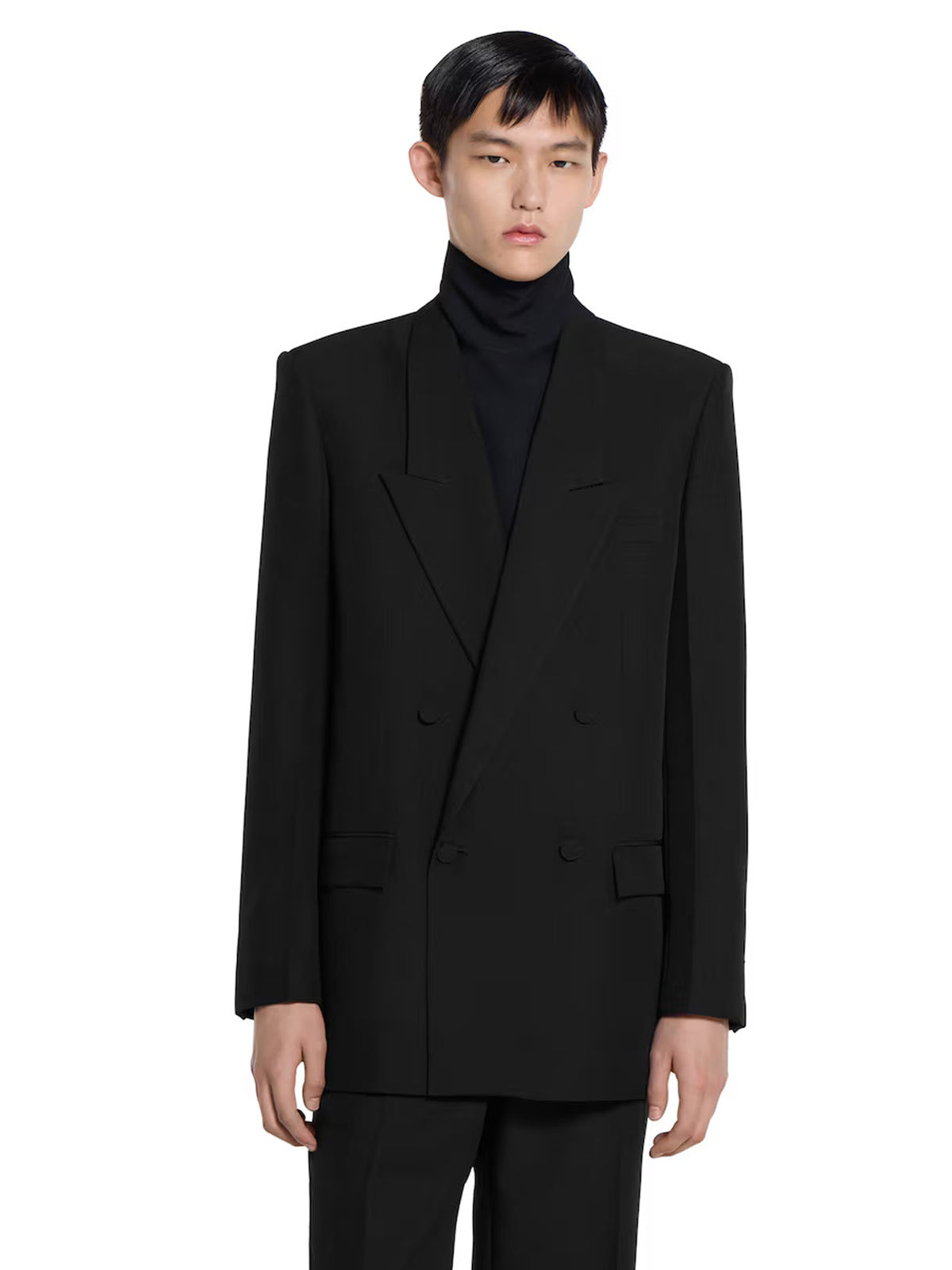 Double-breasted jacket in technical panama