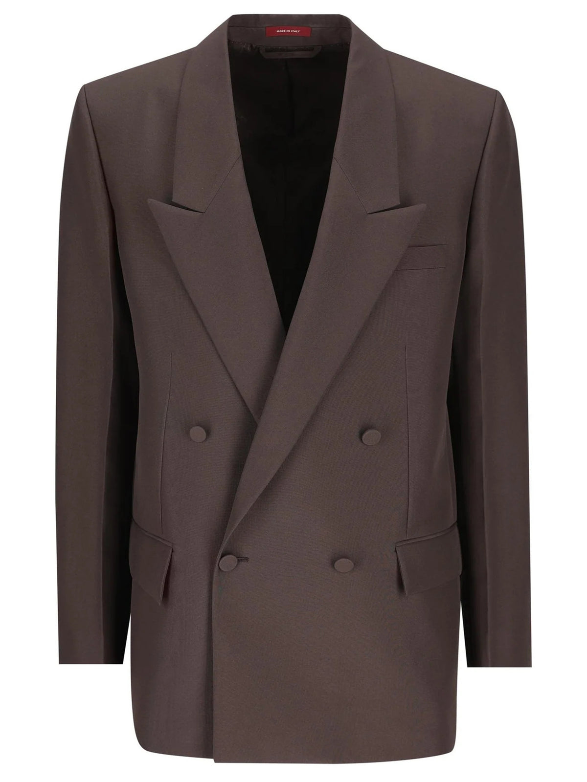Double-breasted jacket in technical panama