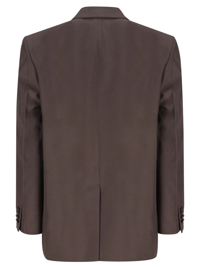 Double-breasted jacket in technical panama