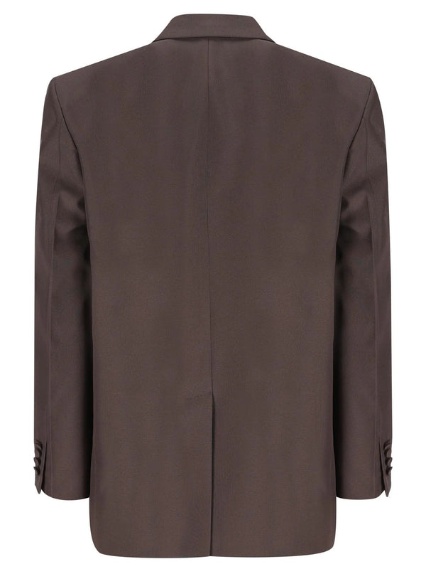 Double-breasted jacket in technical panama