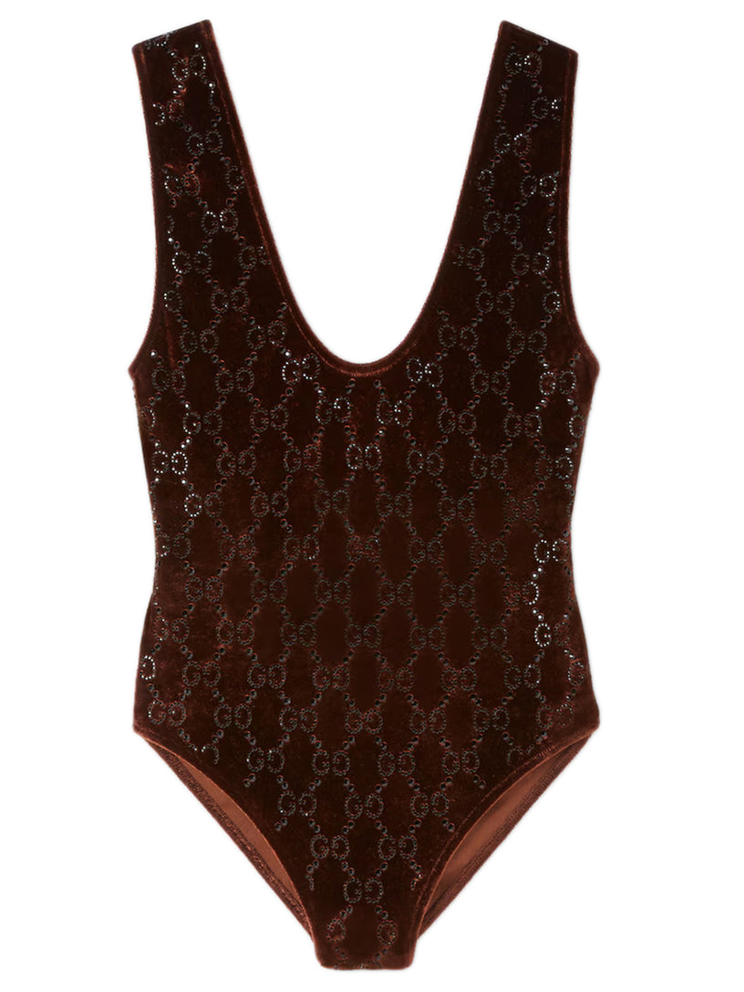 GG crystal embroidered bodysuit