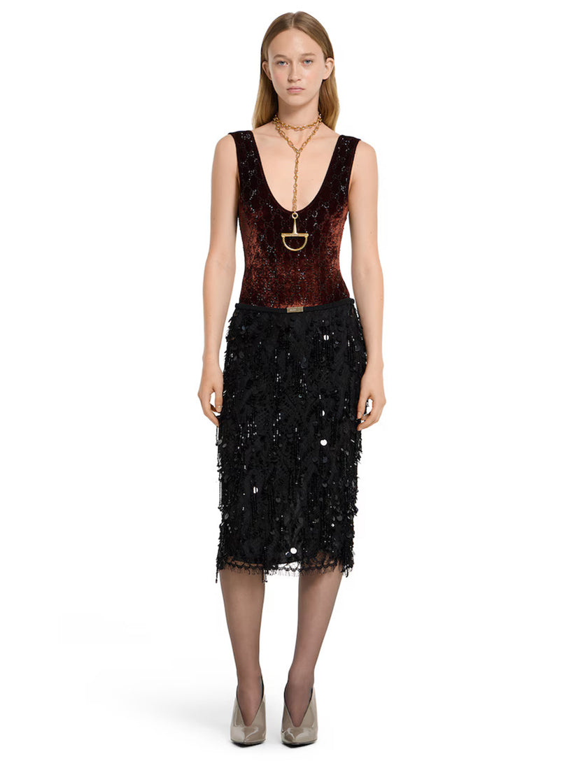 GG crystal embroidered bodysuit