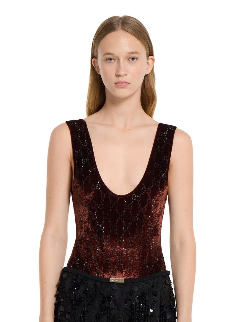 GG crystal embroidered bodysuit