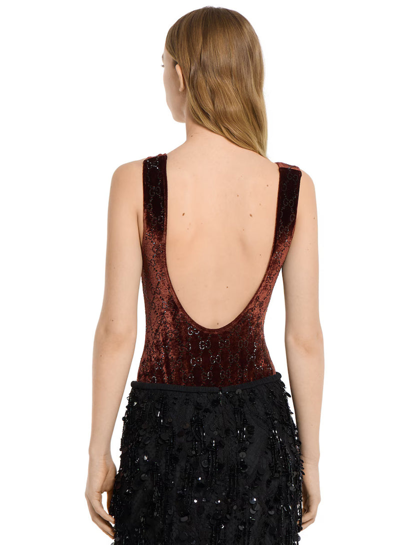 GG crystal embroidered bodysuit