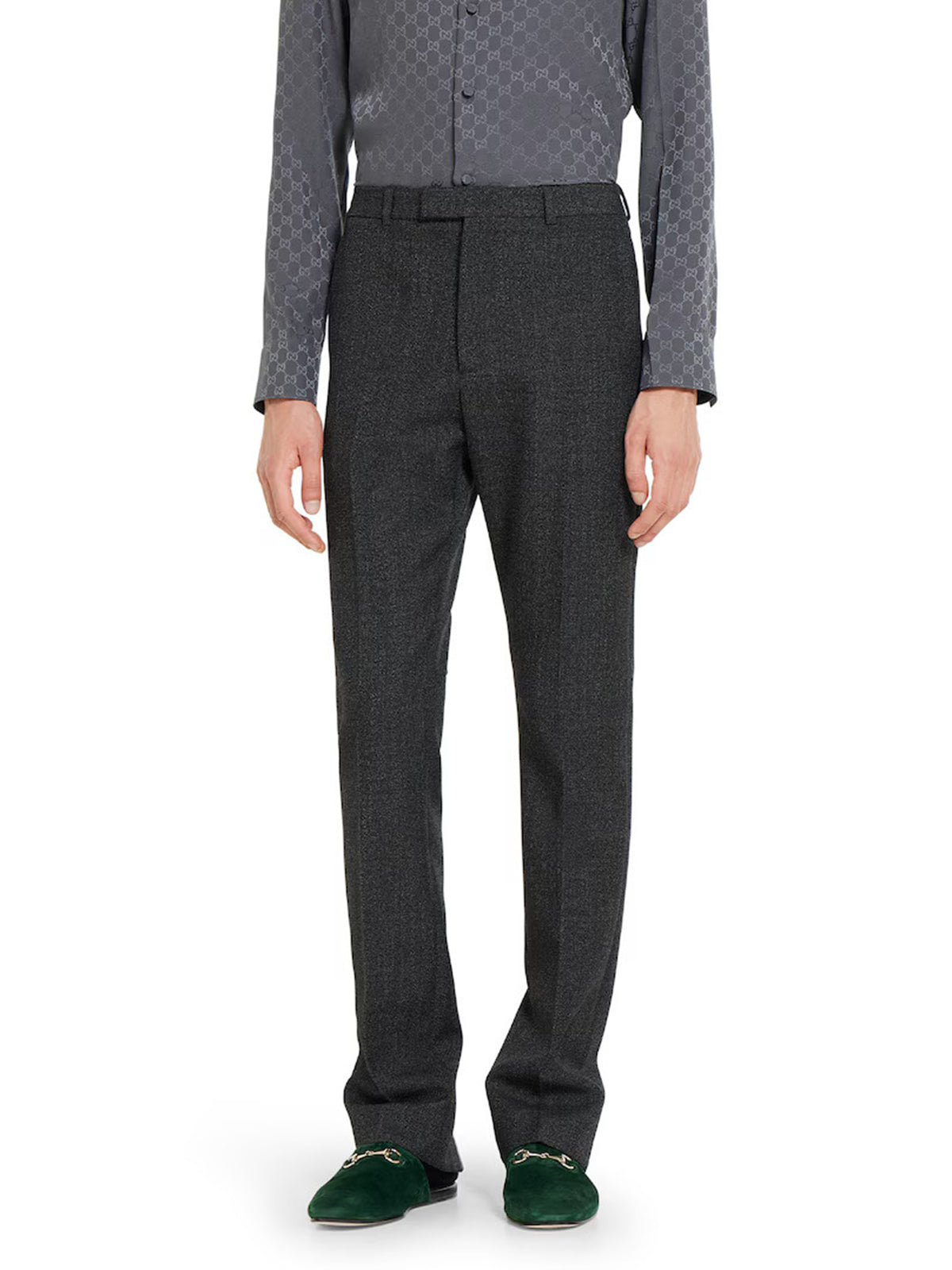 Trousers in mouliné wool fabric